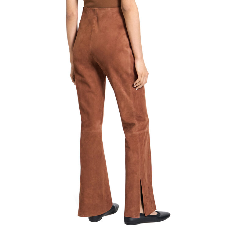 Slit Hem Slim Flare Suede Pants image number null