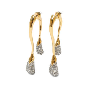 Solanales Gold Crystal Front Back Double Drop Earring