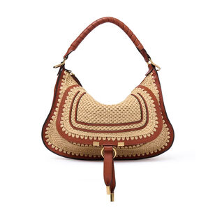 Small Marcie Shoulder Bag In Raffia-Effect