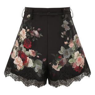 Hypnotic Lace Trim Belted Short
