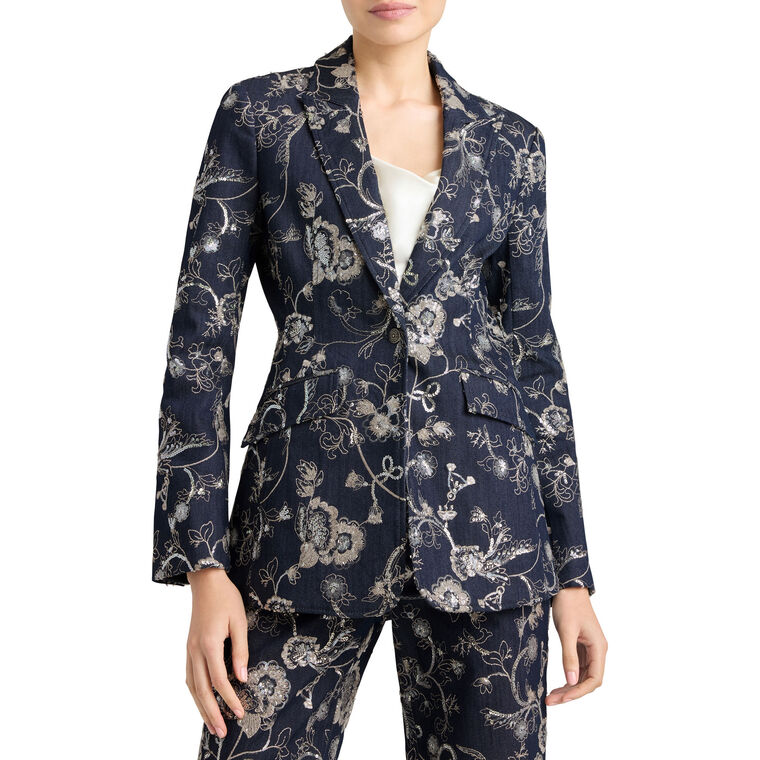 Cheyenne Garden Embroidered Denim Blazer image number null