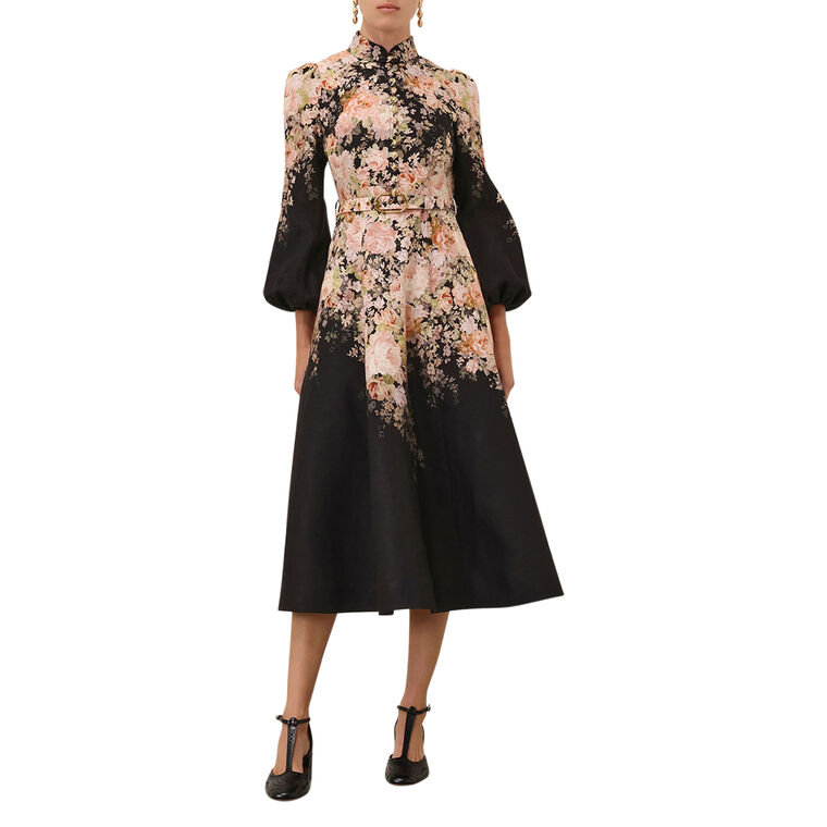 Illustration Buttoned Midi Dress image number null