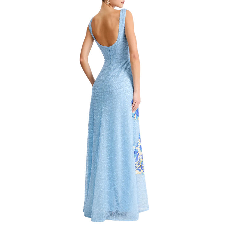 Jackie Sleeveless Scoop Neck Floral Applique Gown image number null
