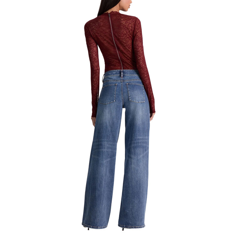 Taeyn Long Sleeve Lace Crew Neck Bodysuit image number null
