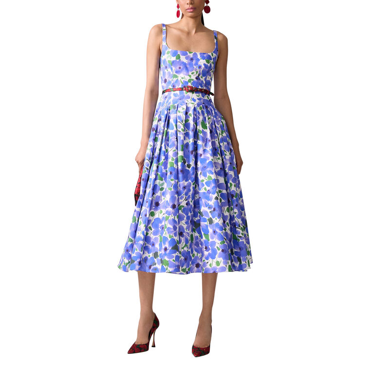 Floral-Print Scoop-Neck Midi Dress image number null