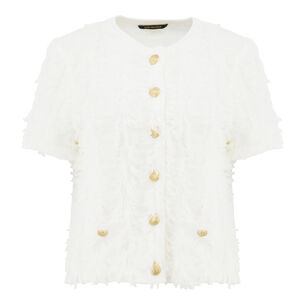 Swift Button-Front Short Sleeve Sweater