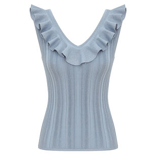 Aster Metallic Frill Knit Tank Top