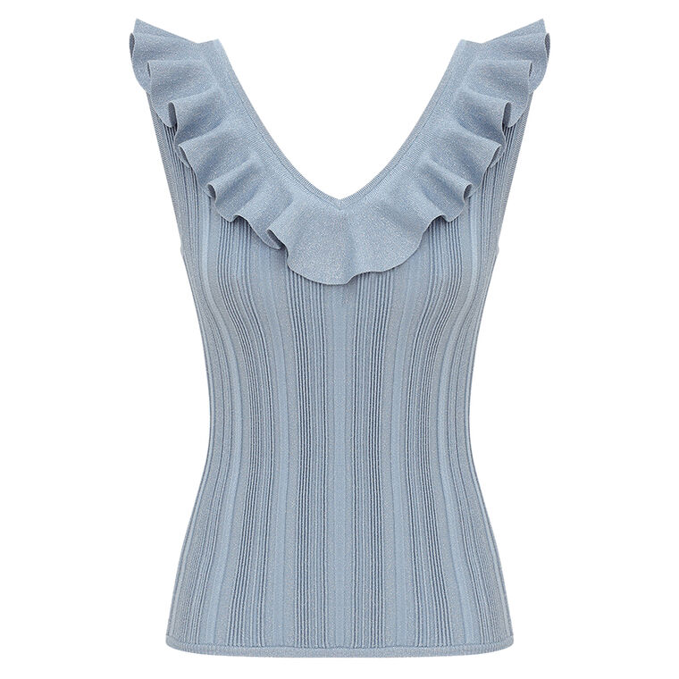 Aster Metallic Frill Knit Tank Top image number null