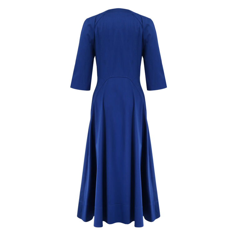 Luxe Cotton Sateen 3/4 Sleeve Midi Dress image number null