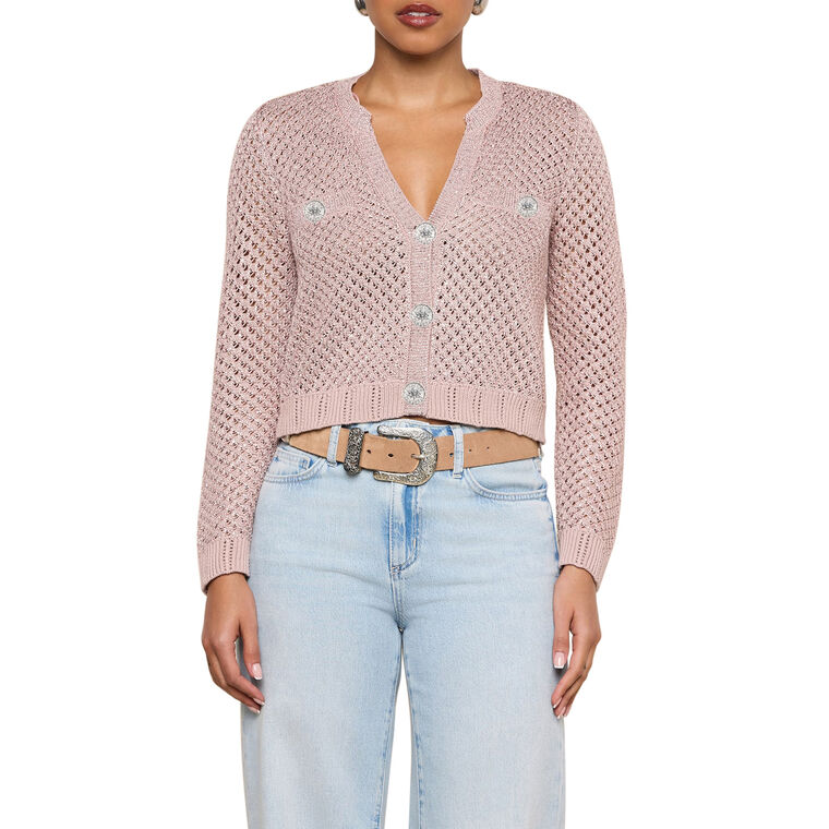 Blanca Long Sleeve Sequin Cropped Cardigan image number null