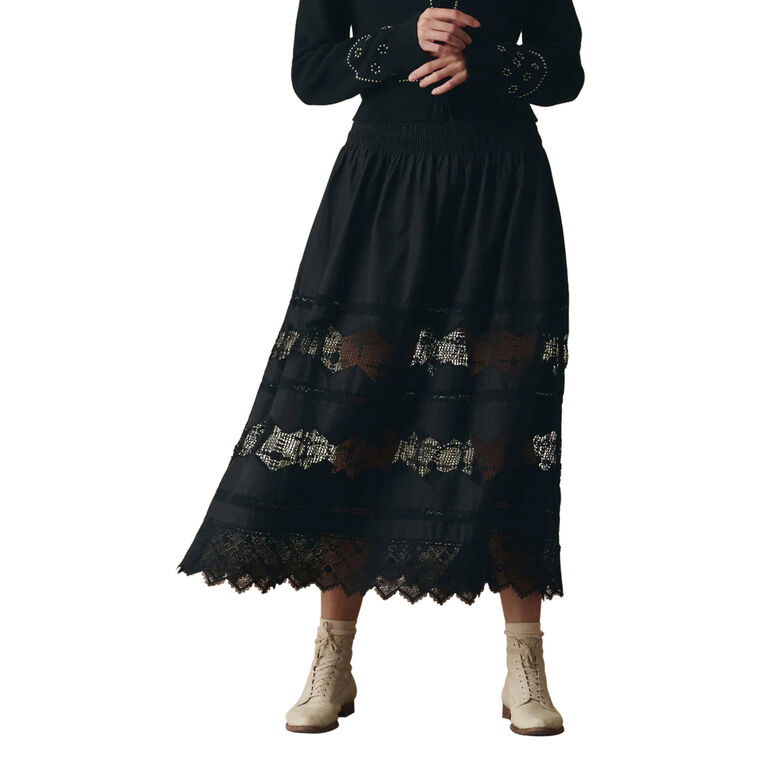 The Rosette Crochet Canary Midi Skirt image number null
