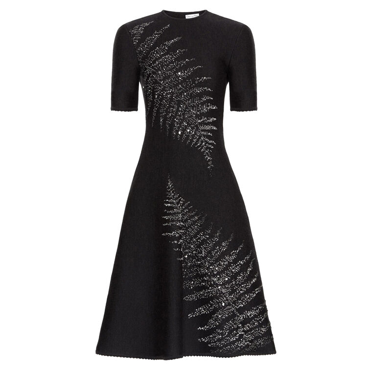 Fern Embroidered Short Sleeve Knit Mini Dress image number null