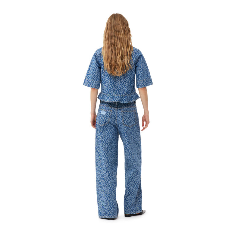 Jacquard Denim Wide-Leg Jean image number null