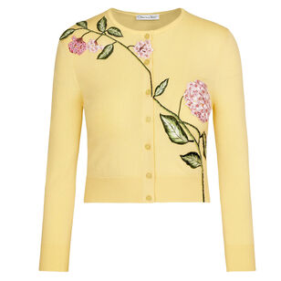 Porcelain Flower Threadwork Cropped Cardigan