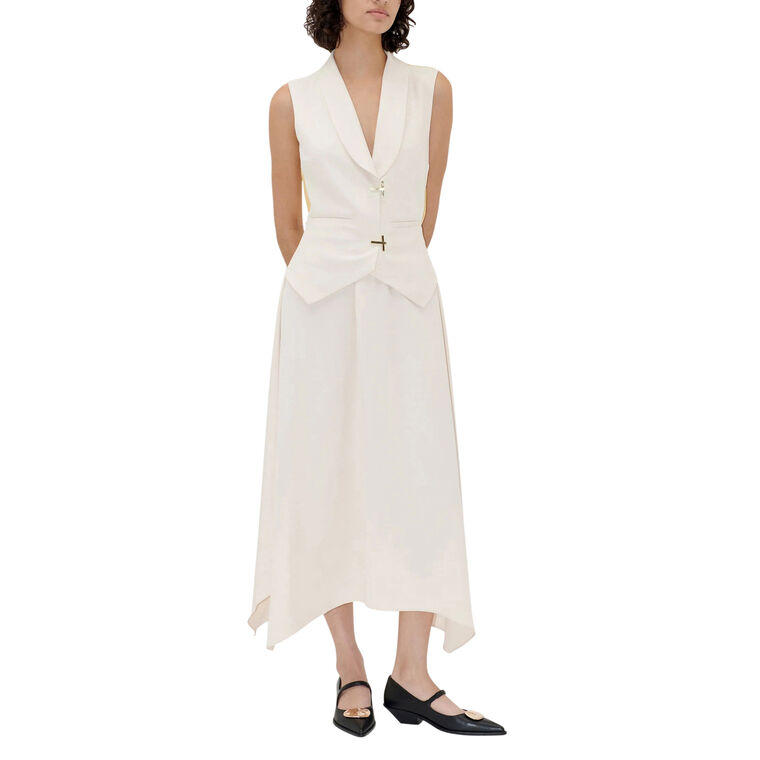 Sleeveless Tailored Handkerchief Midi Dress image number null