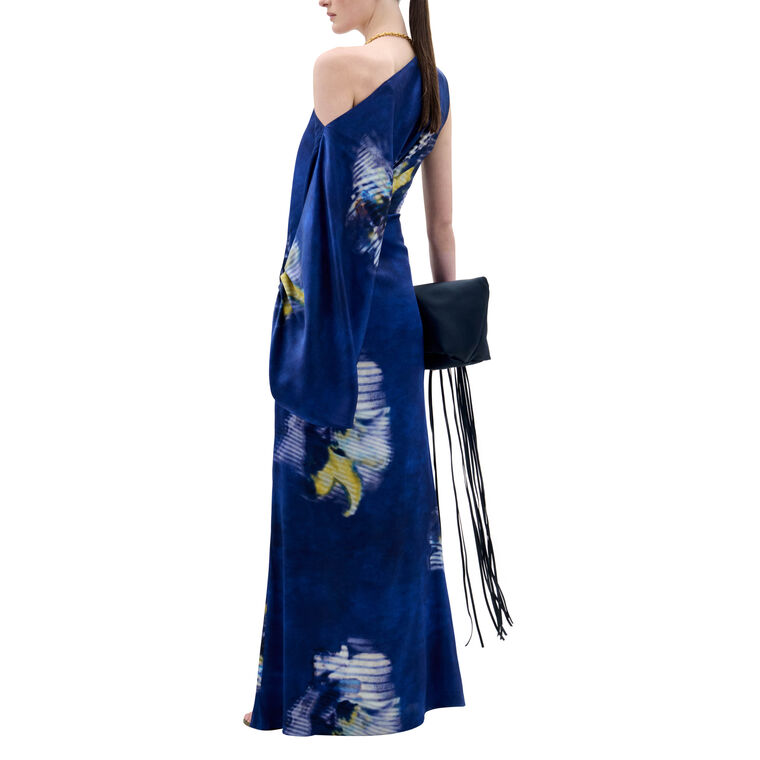 Dotty Silk One Sleeve Maxi Dress image number null