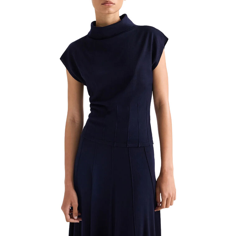 Funnel Neck Sleeveless Merino Wool Top image number null