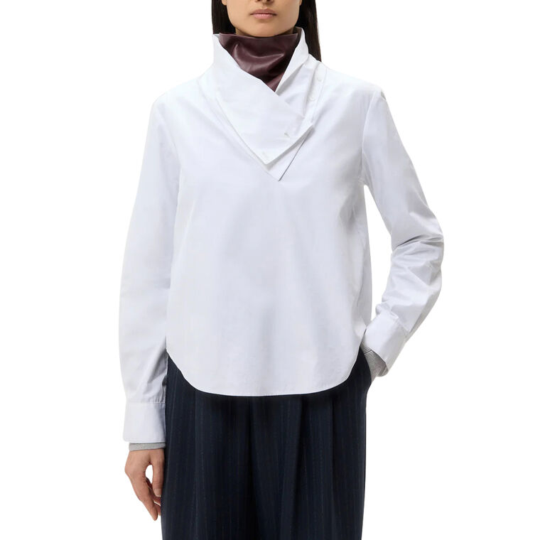 My Maria Long Sleeve Funnel Neck Poplin Shirt image number null