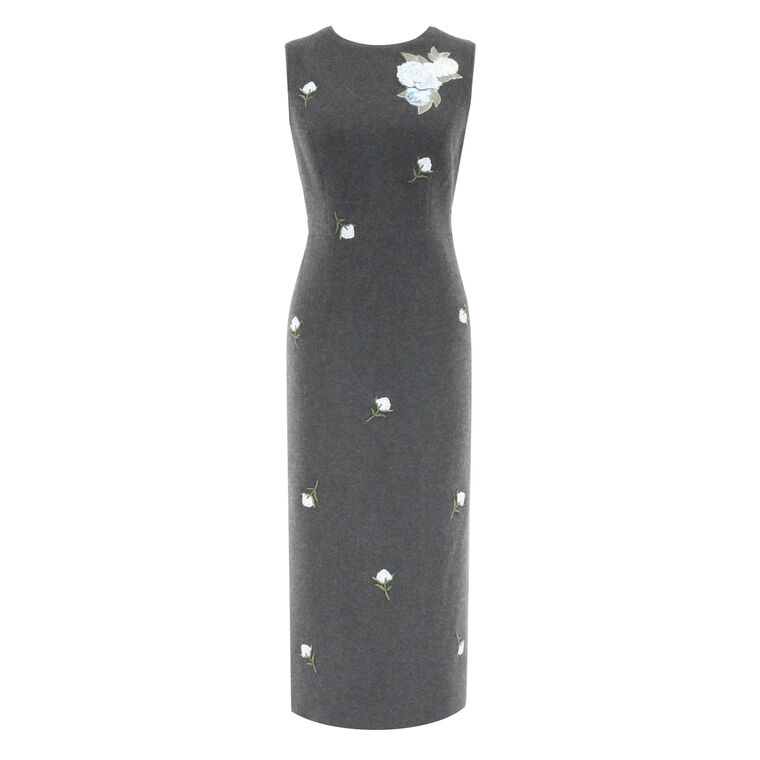 Asher Floral Knit Wool Midi Dress image number null