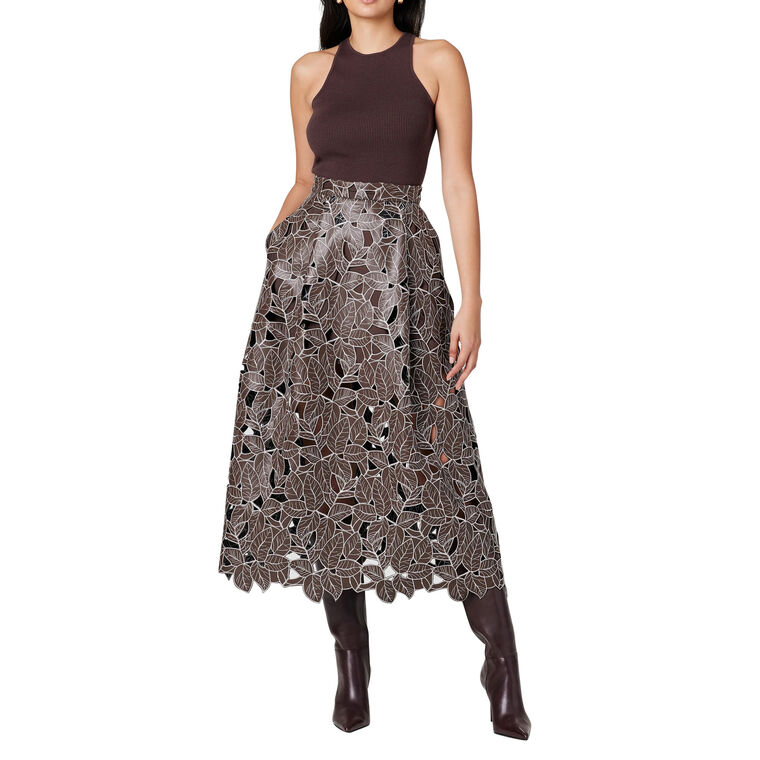 Stacy Lace Vegan Leather Skirt image number null