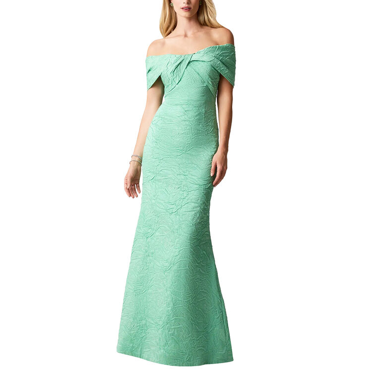 Embossed Jacquard Twist Bodice Gown image number null