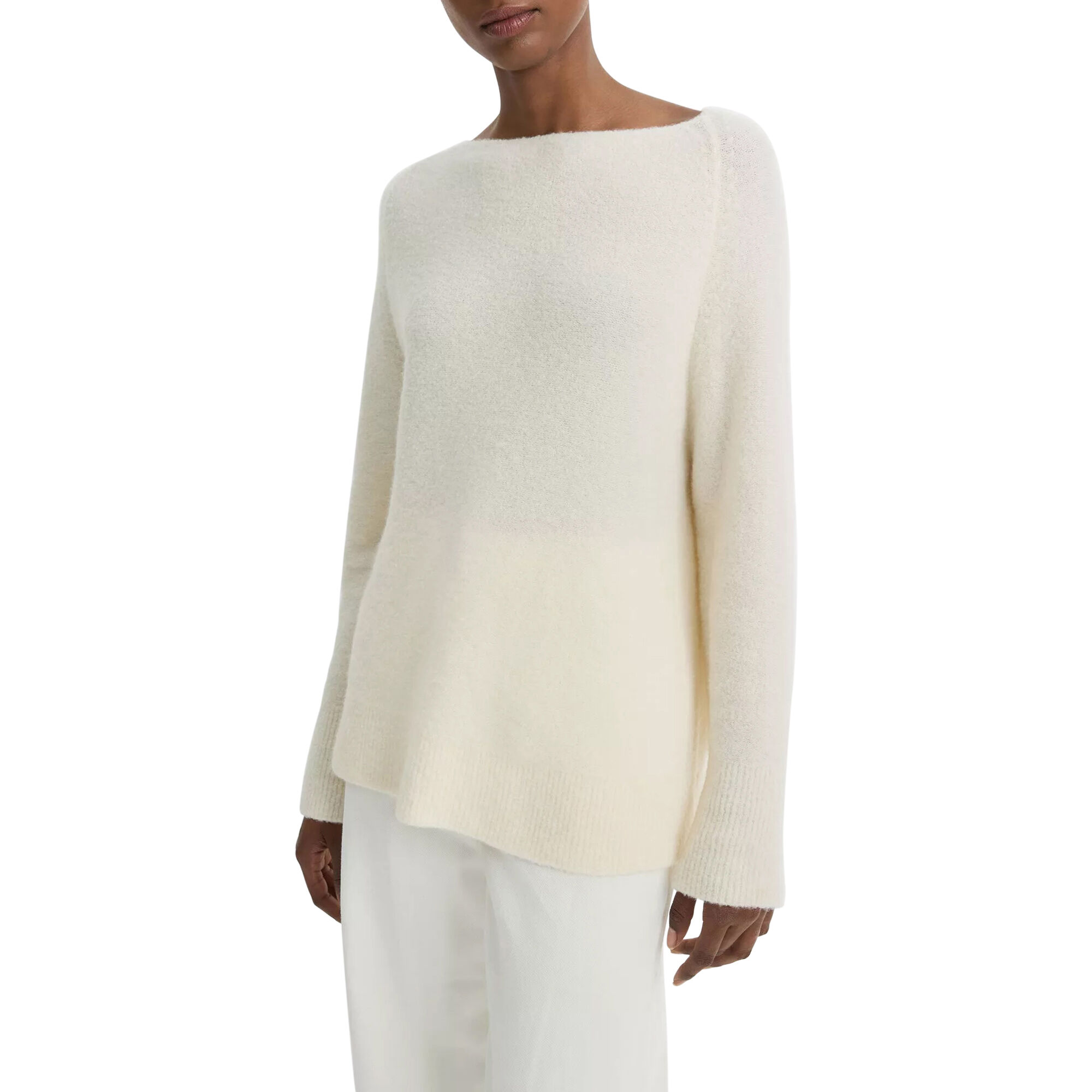 Boucle Wool-Blend Raglan Boat Neck Sweater