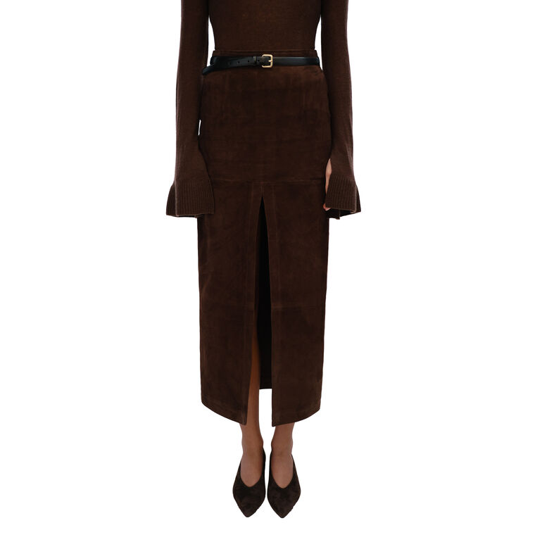 Virgie Suede Midi Skirt image number null