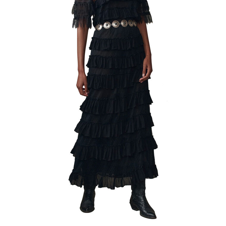 The Winter Mesh Flounce Maxi Skirt image number null