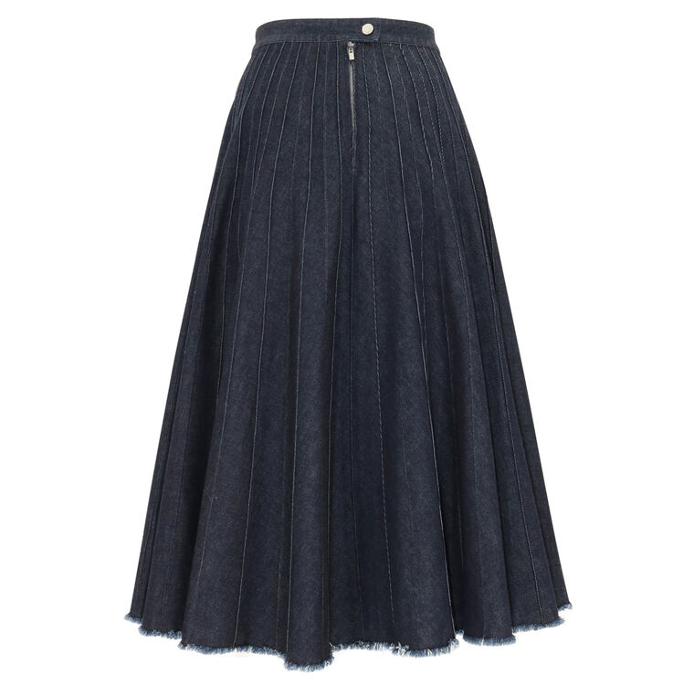 Brushed Denim Pintucked Skirt image number null
