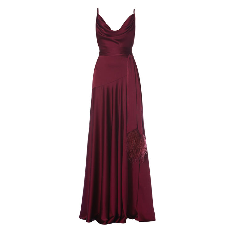 Leo Sleeveless Cowl Neck Gown With Front Slit image number null