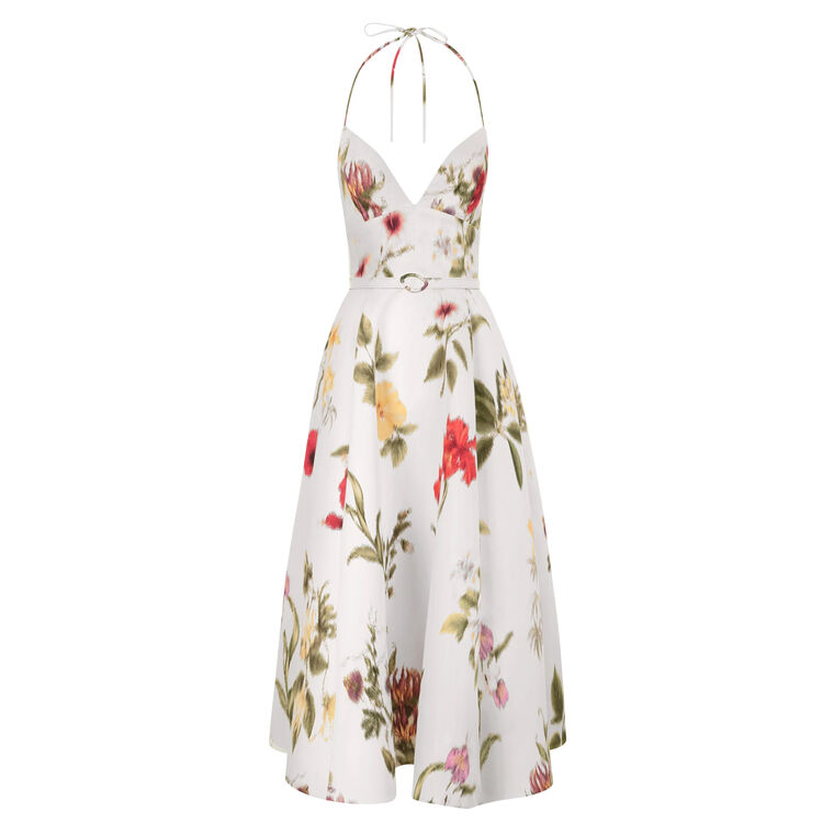Dominican Mixed-Floral Faille Cocktail Dress image number null