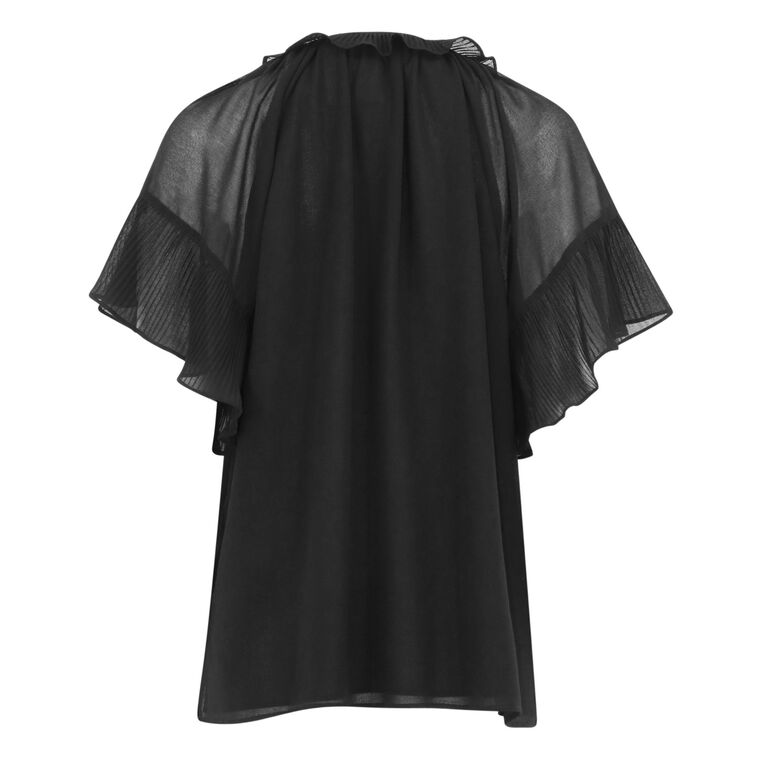 Vale Ruffled Chiffon Short Sleeve Blouse image number null