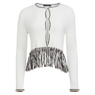 Monroe Long Sleeve Fringe Cardigan