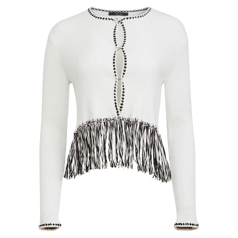 Monroe Long Sleeve Fringe Cardigan image number null