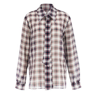 Plaid Blouse With Removeable Tie