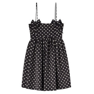 Polka-Dot Double Satin Spaghetti Strap Mini Dress