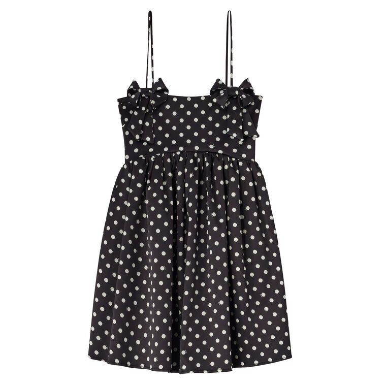 Polka-Dot Double Satin Spaghetti Strap Mini Dress image number null