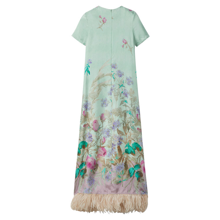 Short Sleeve Swing Dress With Feathers image number null