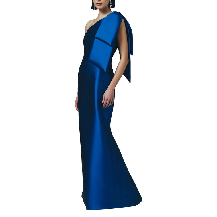 One Shoulder Bow Tie Gown image number null