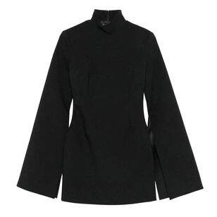 Laurel Funnel-Neck Wide-Sleeve Mini Dress