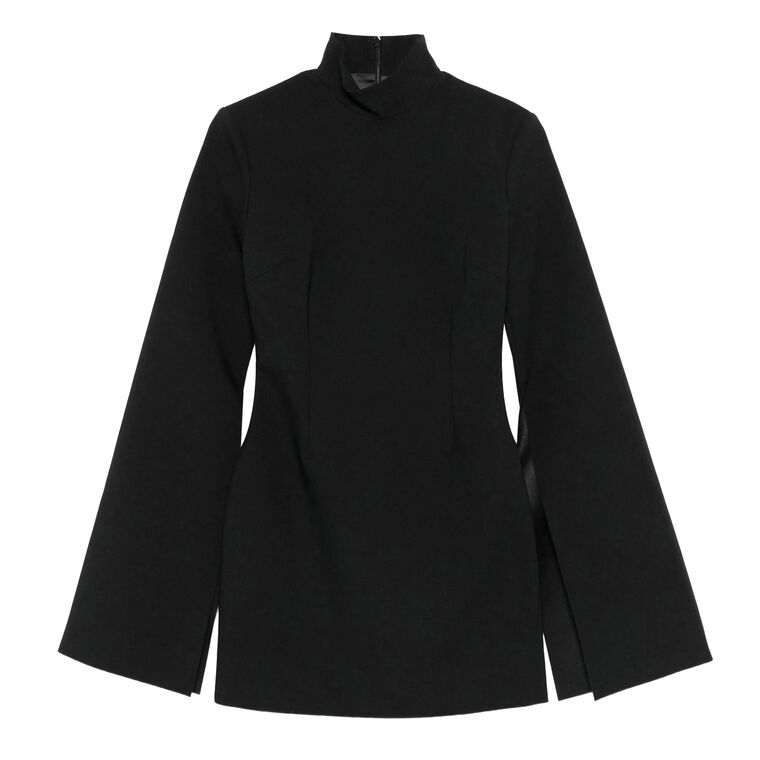 Laurel Funnel-Neck Wide-Sleeve Mini Dress image number null