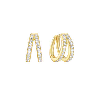 Ava Double CZ Huggie Earrings