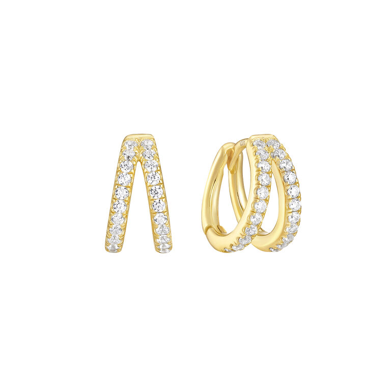 Ava Double CZ Huggie Earrings image number null