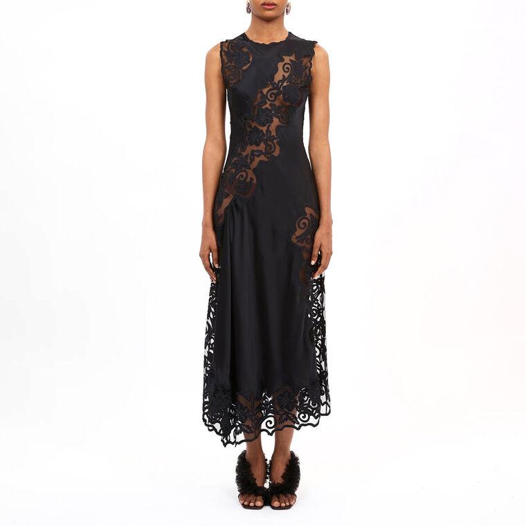 Kaia Silk Lace Charmeuse Dress image number null