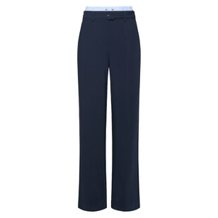 Aron Belted Straight-Leg Pant With Contrast Waist Band