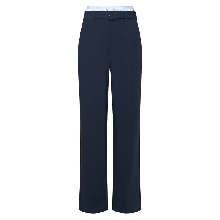 Aron Belted Straight-Leg Pant With Contrast Waist Band image number null