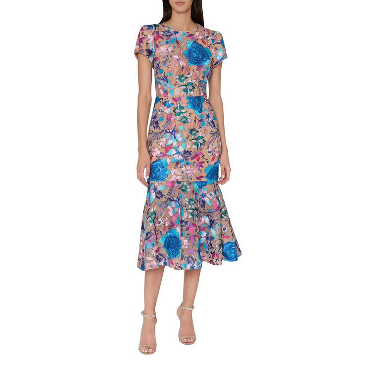 Tahlia Fall Floral Embroidered Dress image number null