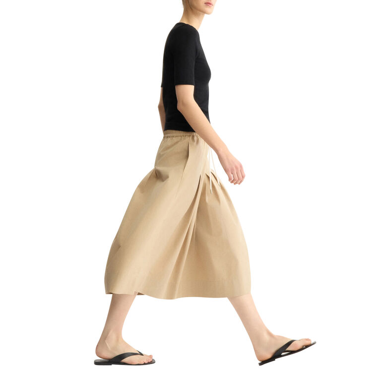 Gates Full Pleated Poplin Midi Skirt image number null