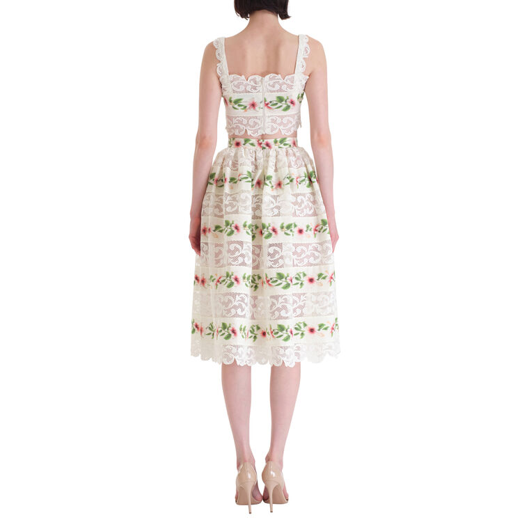 Chine Hibiscus Stripes Cotton-Blend Midi Skirt image number null