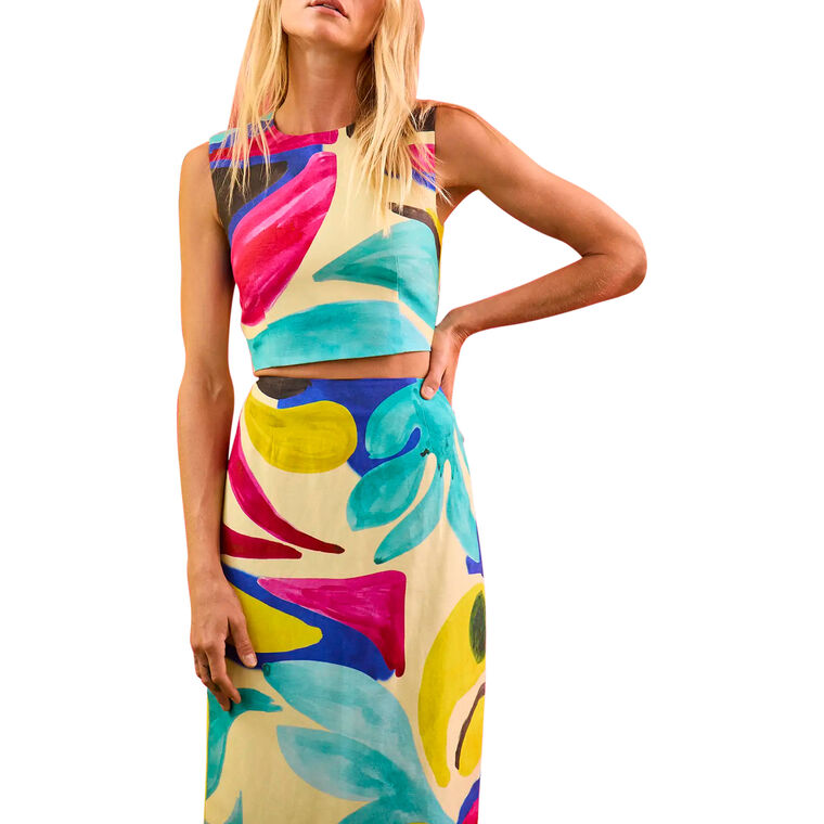 Royce Color Blocked Sleeveless Crop Top image number null